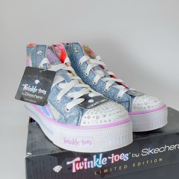 Skechers Twinkle Toes Limited Edition Girl’s Light Up Wings Glitter Boots 2 33.5 - Picture 6 of 11